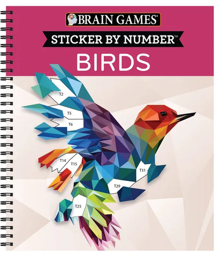 Brain Games - Sticker by Number: Birds (28 Images to Sticker) - Spiral