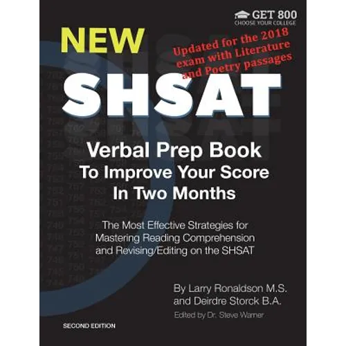 New SHSAT Verbal Prep Book To Improve Your Score In Two Months: The Most Effective Strategies for Mastering Reading Comprehension and Revising/Editing - Paperback