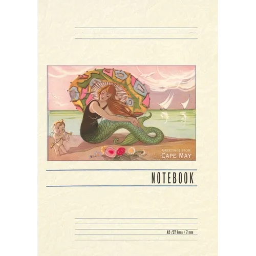 Vintage Lined Notebook Greetings from Cape May, Mermaid with Cherub