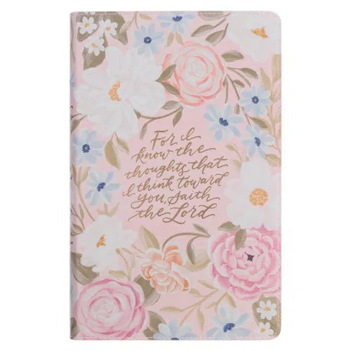 KJV Bible Giant Print Standard-Size Faux Leather Pink Floral Printed Jer. 29:11 - Paperback