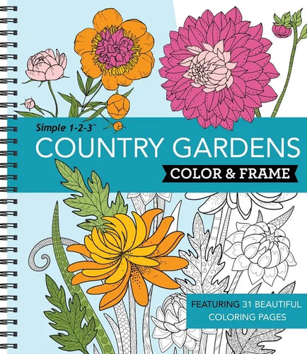 Color & Frame - Country Gardens (Adult Coloring Book) - Spiral