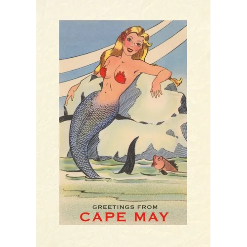 Vintage Lined Notebook Greetings from Cape May, Mermaid
