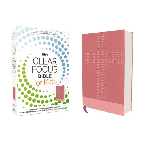 Nirv, Clear Focus Bible for Kids (Help Kids with ADHD or Dyslexia Read with Confidence), Leathersoft, Pink: Help Kids with ADHD or Dyslexia Read with